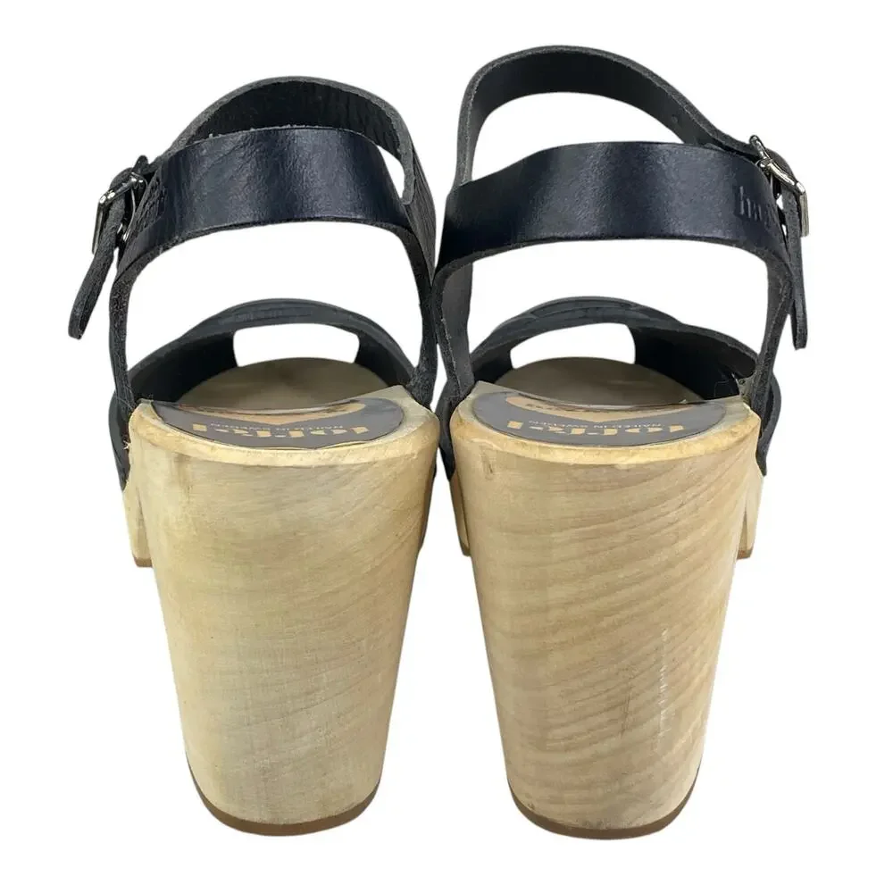 Swedish Hasbeens Toffel Women's Black Leather Slingback Clog Sandal Size 39 US 9 - Picture 8 of 13